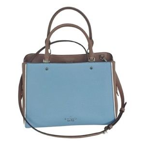 Kate Spade Leila Colorblock Medium Triple Compartment Brown and Blue Satchel